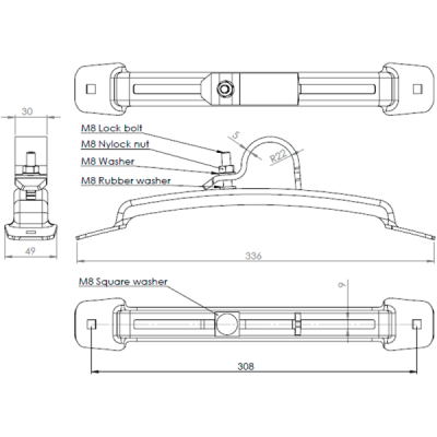 Brida prindere aripa 42.4mm
