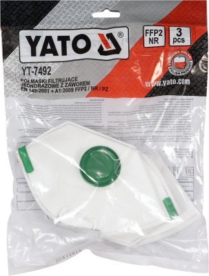 Maska protiprašná s ventilem FFP2 YATO YT-7492 3 kusy
