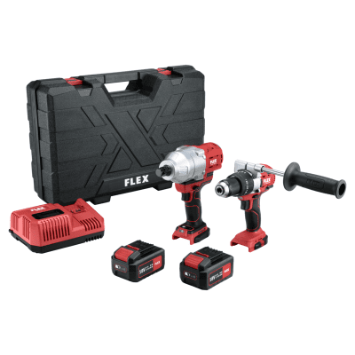 FLEX 2-RYCHLOSTNÍ AKU VRTAČKA S PŘÍKLEPEM + AKU RÁZOVÝ UTAHOVÁK 3/4" 18.0V