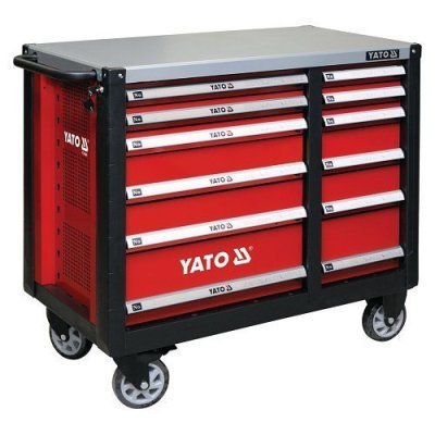 Yato Skříňka dílenská pojízdná 6+6 zásuvek červená YT-09003