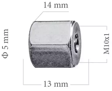 WP Koncovka brzdové trubky 5mm M10x1 14x13mm