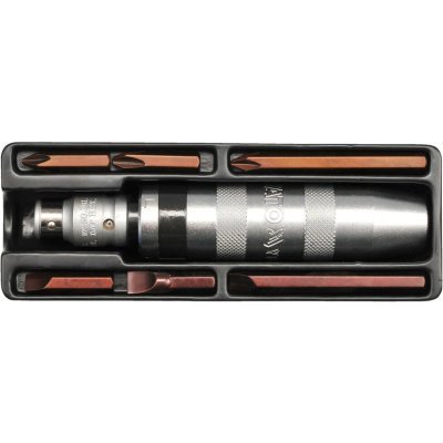 Šroubovák úderový kovový s příslušenstvím 7 ks box kovový Yato YT-2801