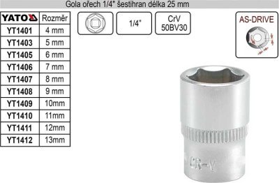 Nástavec 1/4'' 13 mm YT-1412
