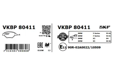 Set placute frana SKF VKBP 80411