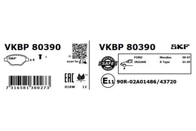 Set placute frana SKF VKBP 80390