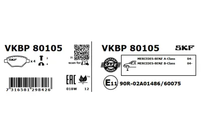 Set placute frana SKF VKBP 80105