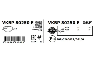 Set placute frana SKF VKBP 80250 E