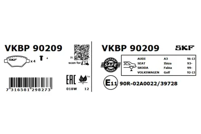 Set placute frana SKF VKBP 90209
