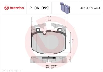 Set placute frana BREMBO P 06 099