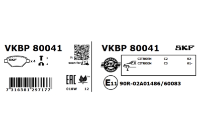 Set placute frana SKF VKBP 80041