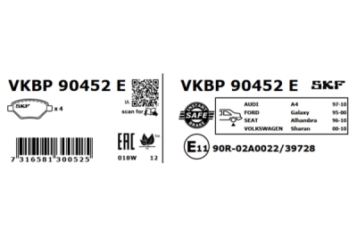 Set placute frana SKF VKBP 90452 E