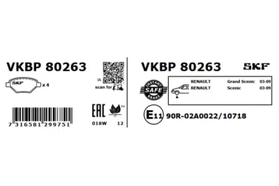 Set placute frana SKF VKBP 80263