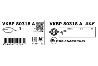 Set placute frana SKF VKBP 80318 A