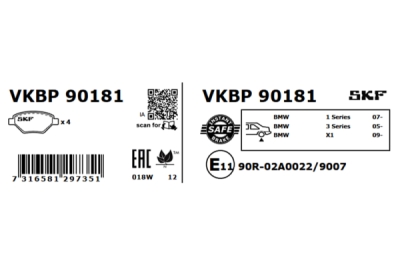Set placute frana SKF VKBP 90181