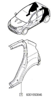 Aripa spate stanga sand ORIGINAL RENAULT 6001551380