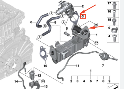 Garnitura, ventil AGR ORIGINAL BMW 11718579364