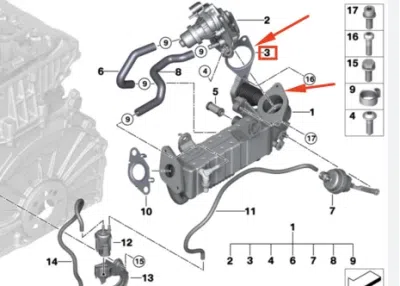 Garnitura, ventil AGR ORIGINAL BMW 11718579364