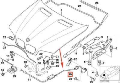 Cablu, capota motor ORIGINAL BMW 51238402615