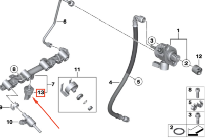 Senzor, presiune combustibil ORIGINAL BMW 13537537319