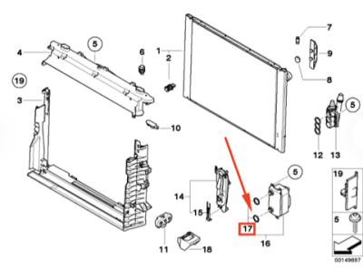 Inel de etanșare, radiator ulei (lubrifiere) ORIGINAL BMW 17101439140