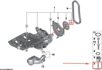 Surub pinion pompa ulei ORIGINAL BMW 11417807350