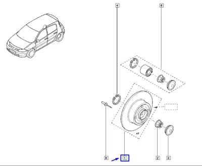 Set disc-uri frana axa spate (cu rulmenti) ORIGINAL RENAULT 432005338R