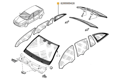Geam lateral ORIGINAL RENAULT 8200000428