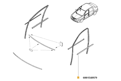 Perie geam usa fata stanga log ORIGINAL RENAULT 6001548979