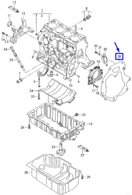 Tabla intre bloc motor si cutie viteza ORIGINAL VW GROUP 038103645E