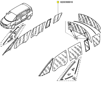 Geam fix spate Espace iv ORIGINAL RENAULT 8200368916