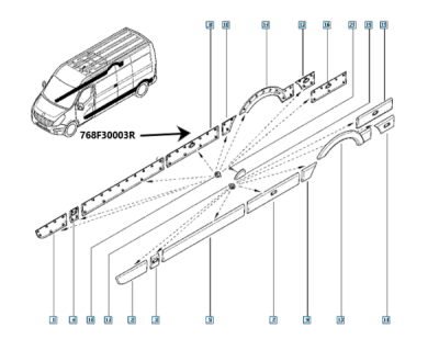 Elemente decorative/protectie, panou lateral ORIGINAL RENAULT 76 8F 300 03R