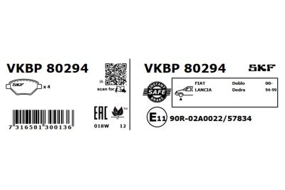 Set placute frana SKF VKBP 80294