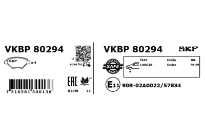 Set placute frana SKF VKBP 80294
