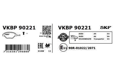 Set placute frana SKF VKBP 90221
