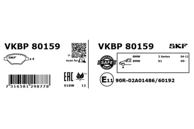 Set placute frana SKF VKBP 80159