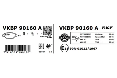 Set placute frana SKF VKBP 90160 A