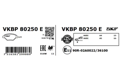 Set placute frana SKF VKBP 80250 E