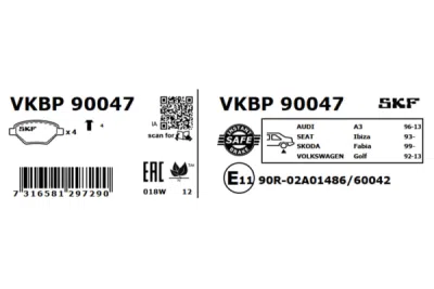 Set placute frana SKF VKBP 90047