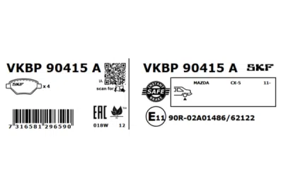 Set placute frana SKF VKBP 90415 A