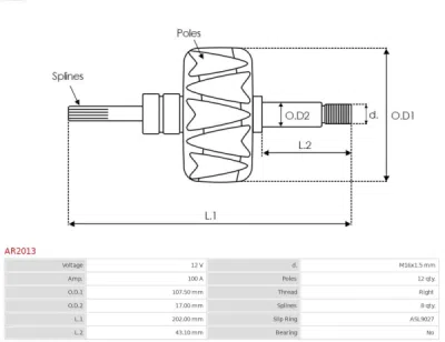 Rotor, alternator AS-PL AR2013