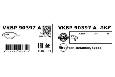Set placute frana SKF VKBP 90397 A