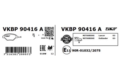 Set placute frana SKF VKBP 90416 A