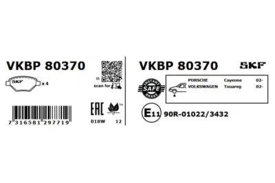 Set placute frana SKF VKBP 80370