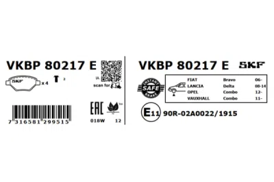 Set placute frana SKF VKBP 80217 E