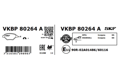 Set placute frana SKF VKBP 80264 A