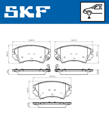 Set placute frana SKF VKBP 80264 A