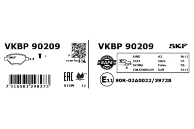 Set placute frana SKF VKBP 90209