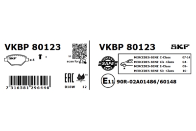 Set placute frana SKF VKBP 80123