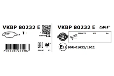 Set placute frana SKF VKBP 80232 E