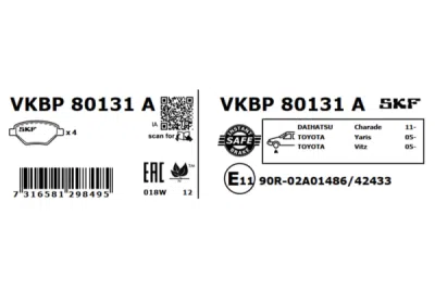 Set placute frana SKF VKBP 80131 A